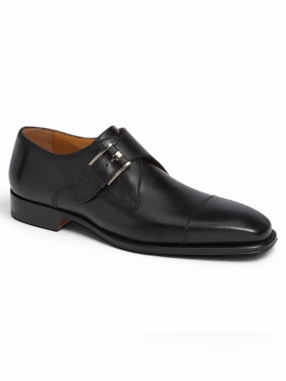 MAGNANNI ✘ Black Double Monk Strap Cap Toe Dress Shoes 7 Leather Spain - Picture 3 of 14